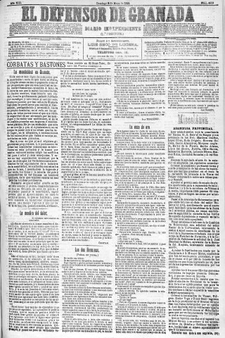 'El Defensor de Granada  : diario político independiente' - Año XIII Número 4829 1ª ed. - 1892 Mayo 08