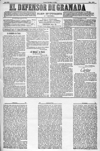 'El Defensor de Granada  : diario político independiente' - Año XIII Número 4830 1ª ed. - 1892 Mayo 09