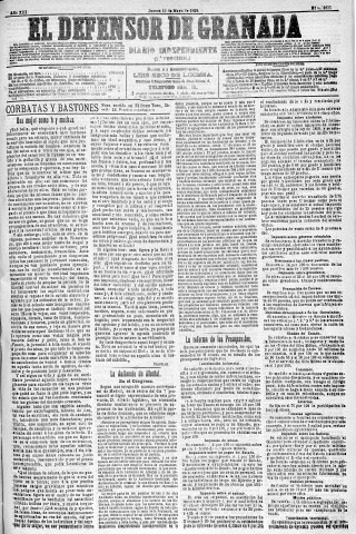'El Defensor de Granada  : diario político independiente' - Año XIII Número 4835 1ª ed. - 1892 Mayo 12