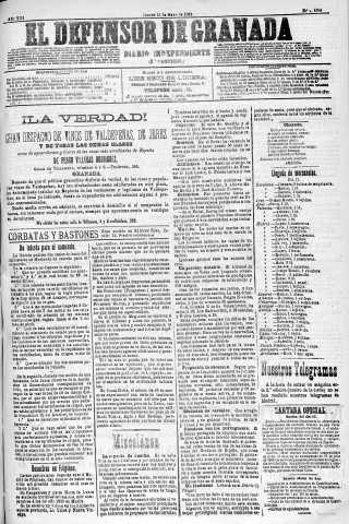 'El Defensor de Granada  : diario político independiente' - Año XIII Número 4836 2ª ed. - 1892 Mayo 12