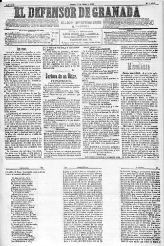 'El Defensor de Granada  : diario político independiente' - Año XIII Número 4847 1ª ed. - 1892 Mayo 19