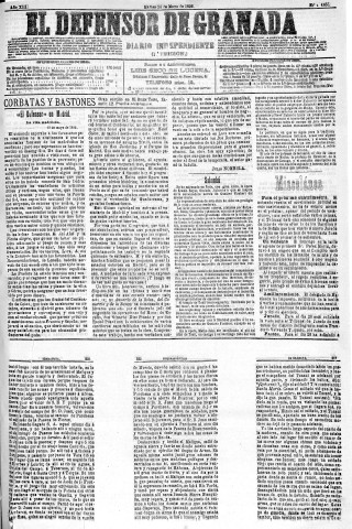 'El Defensor de Granada  : diario político independiente' - Año XIII Número 4855 1ª ed. - 1892 Mayo 24