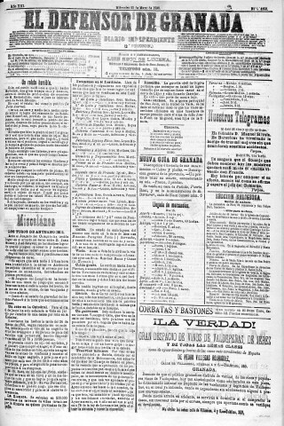 'El Defensor de Granada  : diario político independiente' - Año XIII Número 4858 2ª ed. - 1892 Mayo 25