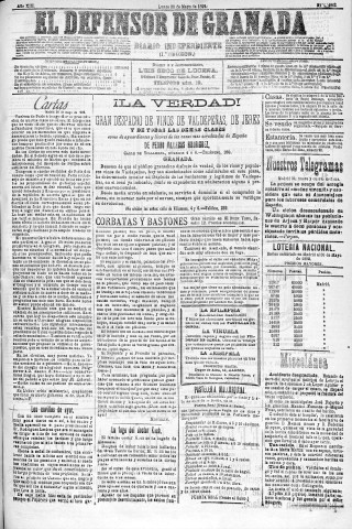 'El Defensor de Granada  : diario político independiente' - Año XIII Número 4865 1ª ed. - 1892 Mayo 30