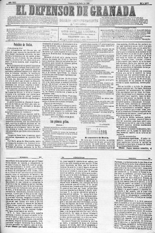 'El Defensor de Granada  : diario político independiente' - Año XIII Número 4872 1ª ed. - 1892 Junio 03