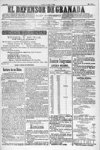 'El Defensor de Granada  : diario político independiente' - Año XIII Número 4883 2ª ed. - 1892 Junio 09