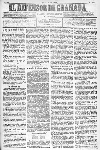 'El Defensor de Granada  : diario político independiente' - Año XIII Número 4886 1ª ed. - 1892 Junio 11
