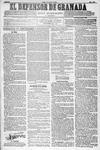 'El Defensor de Granada  : diario político independiente' - Año XIII Número 4896 1ª ed. - 1892 Junio 18