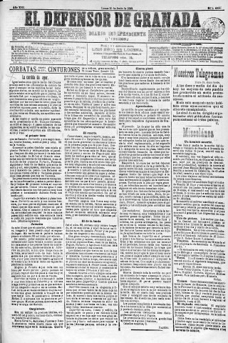 'El Defensor de Granada  : diario político independiente' - Año XIII Número 4899 1ª ed. - 1892 Junio 20