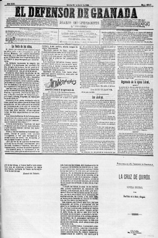 'El Defensor de Granada  : diario político independiente' - Año XIII Número 4900 1ª ed. - 1892 Junio 21
