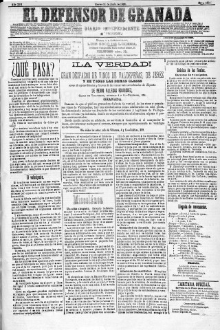 'El Defensor de Granada  : diario político independiente' - Año XIII Número 4901 2ª ed. - 1892 Junio 21