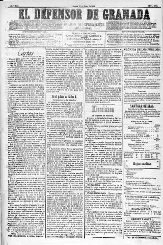 'El Defensor de Granada  : diario político independiente' - Año XIII Número 4905 2ª ed. - 1892 Junio 23