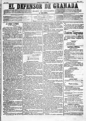 'El Defensor de Granada  : diario político independiente' - Año XIII Número 4919 2ª ed. - 1892 Julio 02