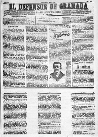 'El Defensor de Granada  : diario político independiente' - Año XIII Número 4920 1ª ed. - 1892 Julio 03