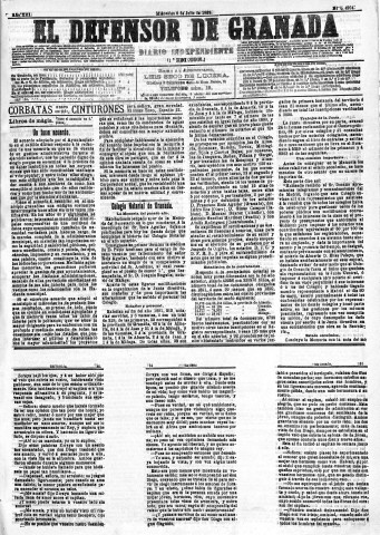 'El Defensor de Granada  : diario político independiente' - Año XIII Número 4924 1ª ed. - 1892 Julio 06
