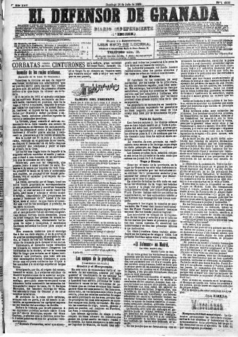 'El Defensor de Granada  : diario político independiente' - Año XIII Número 4932 1ª ed. - 1892 Julio 10