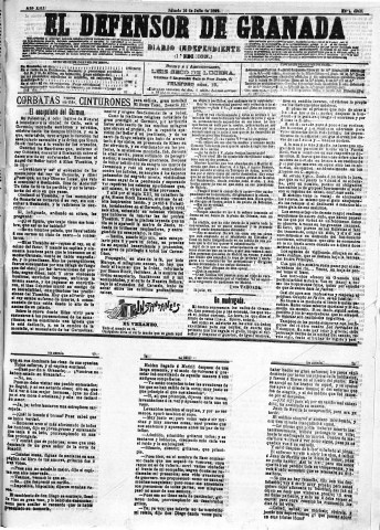 'El Defensor de Granada  : diario político independiente' - Año XIII Número 4942 1ª ed. - 1892 Julio 16