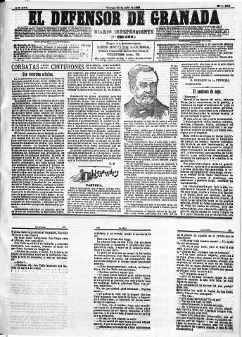 'El Defensor de Granada  : diario político independiente' - Año XIII Número 4952 1ª ed. - 1892 Julio 22