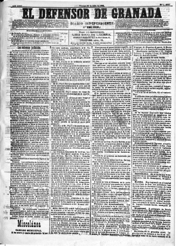 'El Defensor de Granada  : diario político independiente' - Año XIII Número 4953 2ª ed. - 1892 Julio 22