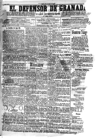 'El Defensor de Granada  : diario político independiente' - Año XIII Número 4959 2ª ed. - 1892 Julio 26