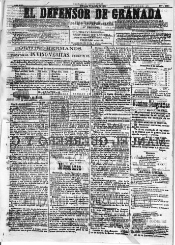 'El Defensor de Granada  : diario político independiente' - Año XIII Número 4961 2ª ed. - 1892 Julio 27