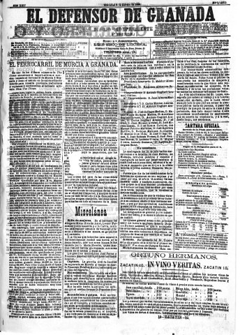 'El Defensor de Granada  : diario político independiente' - Año XIII Número 4974 2ª ed. - 1892 Agosto 03