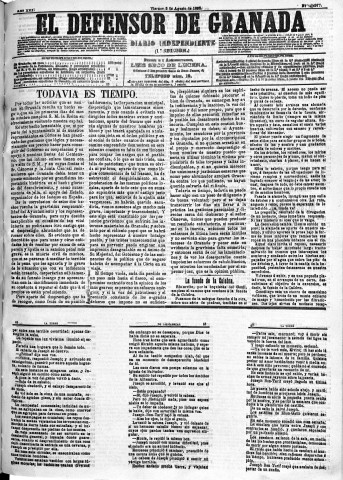 'El Defensor de Granada  : diario político independiente' - Año XIII Número 4977 1ª ed. - 1892 Agosto 05