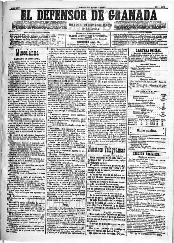 'El Defensor de Granada  : diario político independiente' - Año XIII Número 4978 3ª ed. - 1892 Agosto 05