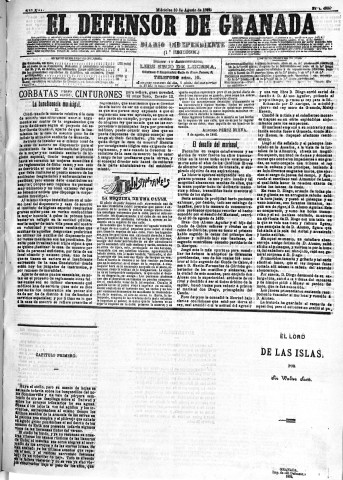 'El Defensor de Granada  : diario político independiente' - Año XIII Número 4984 1ª ed. - 1892 Agosto 10