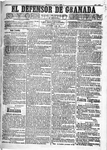 'El Defensor de Granada  : diario político independiente' - Año XIII Número 4989 2ª ed. - 1892 Agosto 12
