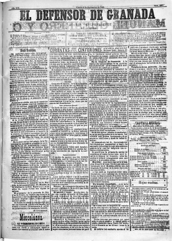 'El Defensor de Granada  : diario político independiente' - Año XIII Número 5022 2ª ed. - 1892 Septiembre 02