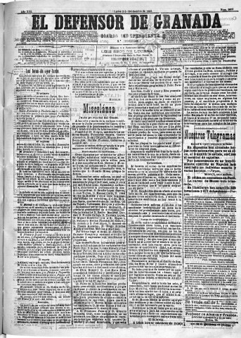 'El Defensor de Granada  : diario político independiente' - Año XIII Número 5026 1ª ed. - 1892 Septiembre 05