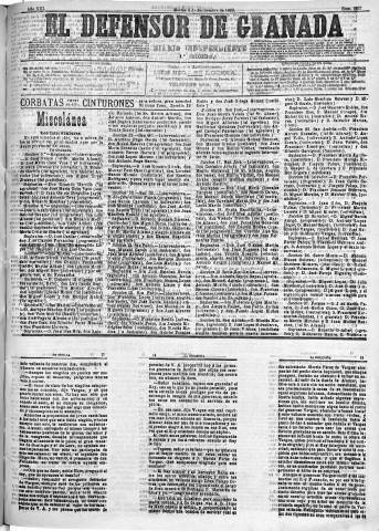 'El Defensor de Granada  : diario político independiente' - Año XIII Número 5027 1ª ed. - 1892 Septiembre 06