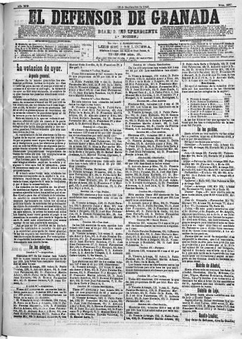 'El Defensor de Granada  : diario político independiente' - Año XIII Número 5037 1ª ed. - 1892 Septiembre 12