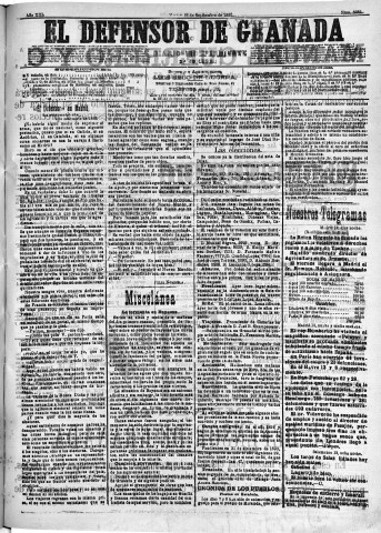 'El Defensor de Granada  : diario político independiente' - Año XIII Número 5039 2ª ed. - 1892 Septiembre 13