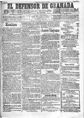 'El Defensor de Granada  : diario político independiente' - Año XIII Número 5043 2ª ed. - 1892 Septiembre 16