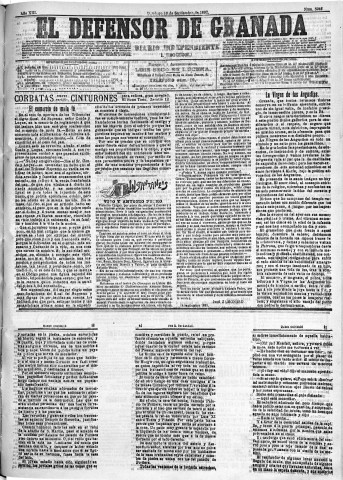 'El Defensor de Granada  : diario político independiente' - Año XIII Número 5046 1ª ed. - 1892 Septiembre 18