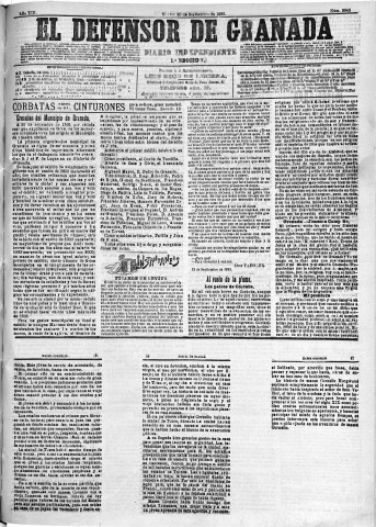 'El Defensor de Granada  : diario político independiente' - Año XIII Número 5048 1ª ed. - 1892 Septiembre 20