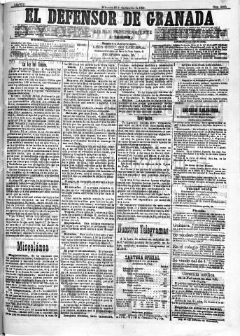 'El Defensor de Granada  : diario político independiente' - Año XIII Número 5063 2ª ed. - 1892 Septiembre 28