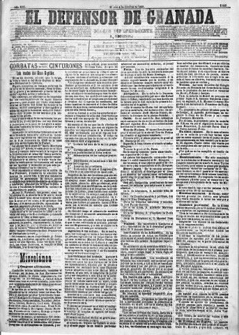 'El Defensor de Granada  : diario político independiente' - Año XIII Número 5069 2ª ed. - 1892 Octubre 04