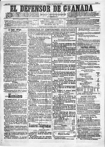 'El Defensor de Granada  : diario político independiente' - Año XIII Número 5076 2ª ed. - 1892 Octubre 07