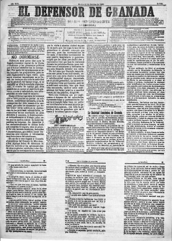 'El Defensor de Granada  : diario político independiente' - Año XIII Número 5082 1ª ed. - 1892 Octubre 11