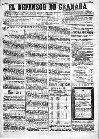 'El Defensor de Granada  : diario político independiente' - Año XIII Número 5083 2ª ed. - 1892 Octubre 11