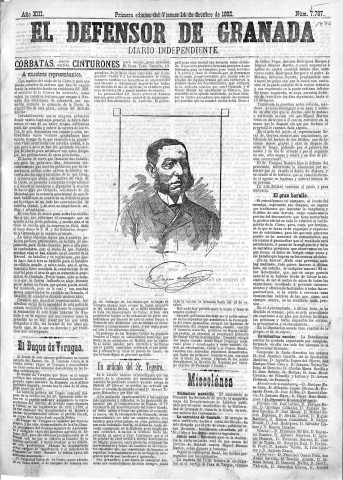 'El Defensor de Granada  : diario político independiente' - Año XIII Número 5086 1ª ed. - 1892 Octubre 14