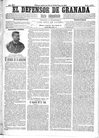 'El Defensor de Granada  : diario político independiente' - Año XIV Número 6202 1ª ed. - 1893 Junio 21