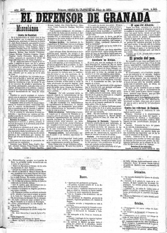 'El Defensor de Granada  : diario político independiente' - Año XIV Número 6206 1ª ed. - 1893 Junio 22