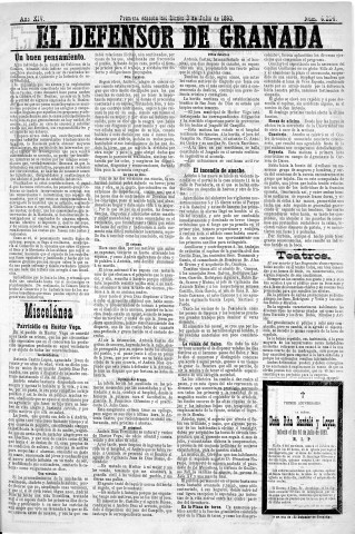 'El Defensor de Granada  : diario político independiente' - Año XIV Número 6223 1ª ed. - 1893 Julio 03