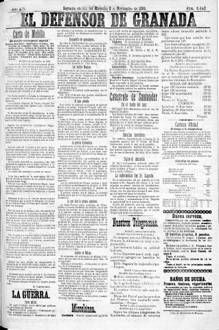 'El Defensor de Granada  : diario político independiente' - Año XIV Número 6440 2ª ed. - 1893 Noviembre 08