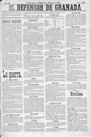 'El Defensor de Granada  : diario político independiente' - Año XIV Número 6448 1ª ed. - 1893 Noviembre 14