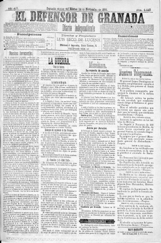 'El Defensor de Granada  : diario político independiente' - Año XIV Número 6449 2ª ed. - 1893 Noviembre 14